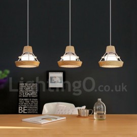 Dining Room Bedroom Living Room Dining Room Metal LED Wooden Pendant Light