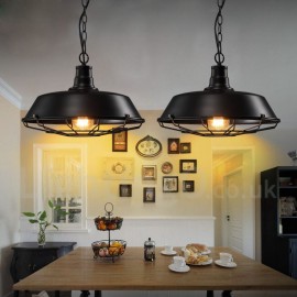 Retro / Vintage Black Metal Pendant Light