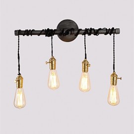 Vintage Industrial Pipe Wall Lights With switch Creative Lights Restaurant Cafe Bar Decoration lighting With 4 Light Painted Finish