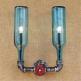 AC 220V-240V 6W E27 BGB010 Retro Industrial Wind Switch Led Water Bottle Wall Lamp Wall Light Blue