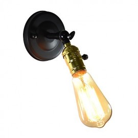 AC 220V-240V 4W E27 QS-B-006 Iron Wall Lamp Black Simple Retro Wall Lamp Single Head Decorative Wall Lamp European Style