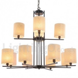 12 Light Rustic Retro Black Bar 2 Tier Large Chandelier Candle Style Chandelier