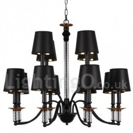 12 Light Rustic Retro Black Bar 2 Tier Large Chandelier Candle Style Chandelier