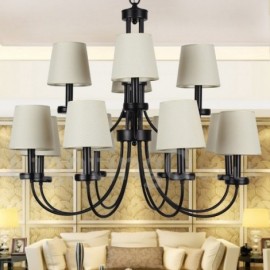 12 Light Rustic Retro Black Hotel 2 Tier Large Chandelier Candle Style Chandelier