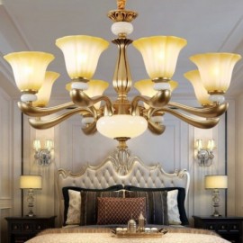 8 Light Retro, Traditional Living Room Living Room Luxury Bedroom Zinc alloy Living Room Chandelier with Glass Shade