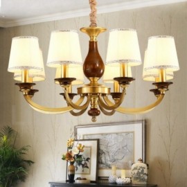 8 Light Retro,Rustic,Luxury Brass Pendant Lamp Chandelier with Glass Shade