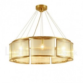 8 Light Retro,Rustic,Luxury Brass Pendant Lamp Chandelier with Glass Shade