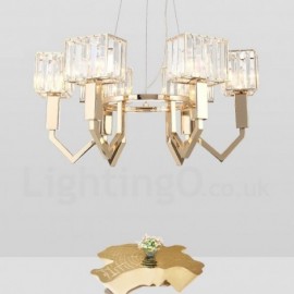 Modern / Contemporary 6 Light Steel Pendant Light with Crystal Shade for Bathroom, Living Room, Kitchen, Bedroom, Hotel, Corridor, Dinning Room, Courtyard