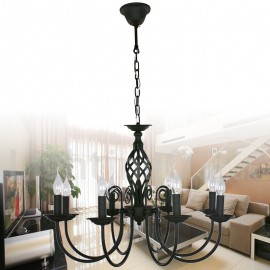 8 Light Contemporary Retro Black Living Room Bedroom Dining Room Candle Style Chandelier