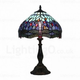 Dragonfly Lamp Shade Retro 12 inch Stained Glass Desk Lamp Living Room Bedroom Study Room