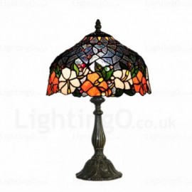 Flower Pattern 12 inch Handmade Stained Glass Table Lamp Living Room Bedroom Study Room