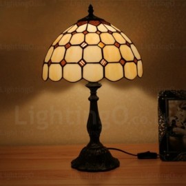 Luxury Gemstone Beads Design 12 inch Handmade Stained Glass Desk Lamp Living Room Bedroom Study Room