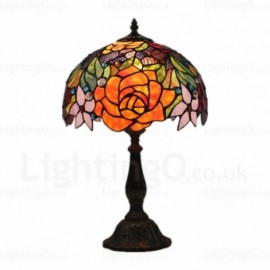 Lotus Design Luxury 12 inch Handmade Stained Glass Desk Lamp Living Room Bedroom Study Room