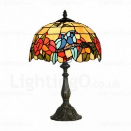 Rose Flower Design Luxury 12 inch Handmade Stained Glass Desk Lamp Living Room Bedroom Study Room