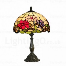 Flower Lamp Shade 12 inch Handmade Stained Glass Desk Lamp Living Room Bedroom Study Room