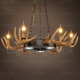 9 Light Vintage/Retro Rustic Antler Chandelier Pendant Lights for Living Room Dining Room Cafes, Bar, Bedroom