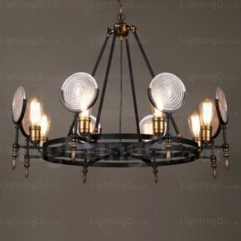 6 Light Vintage/Retro Pendant Lights with Glass Shade for Dining Room, Bar, Shops, Hotel, Farm, Villa