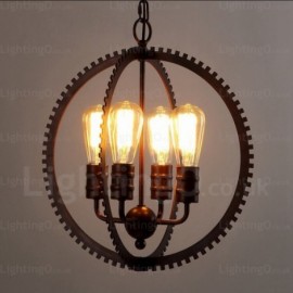 4 Light Vintage/Retro Pendant Lights for Living Room, Bedroom, Dining Room