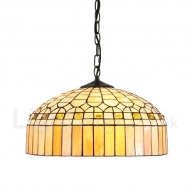 Diameter 40cm (16 inch) Handmade Rustic Retro Stained Glass Pendant Lights Crystal Palace Top Shape Glass Shade Bedroom Living Room Dining Room