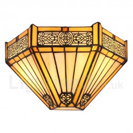 Diameter 30cm (12 inch) Handmade Rustic Retro Stained Glass Wall Light Colorful Pattern Shade Bedroom Living Room Dining Room