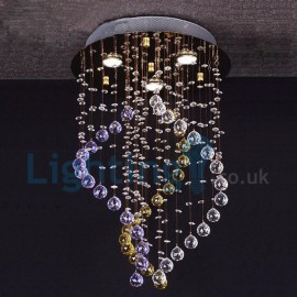 Modern Contemporary Chandelier Flush mount LED Pendant Fixture Crystal Rain Drop Light for High Ceiling Living Room Hotel Hallway Foyer Entry Way Romantic Wedding Building