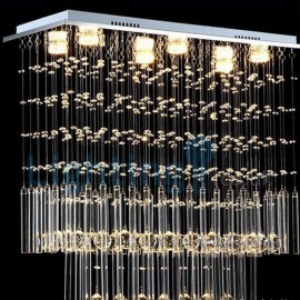 Modern Contemporary Chandelier Flush mount LED Pendant Fixture Crystal Rain Drop Light for High Ceiling Living Room Hotel Hallway Foyer Entry Way Romantic Wedding Building