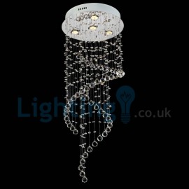 Modern Contemporary Chandelier Flush mount LED Pendant Fixture Crystal Rain Drop Light for High Ceiling Living Room Hotel Hallway Foyer Entry Way Romantic Wedding Building