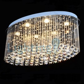 Modern Contemporary Chandelier Flush mount LED Pendant Fixture Crystal Rain Drop Light for High Ceiling Living Room Hotel Hallway Foyer Entry Way Romantic Wedding Building