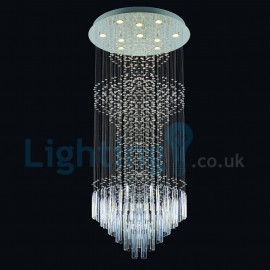 Modern Contemporary Chandelier Flush mount LED Pendant Fixture Crystal Rain Drop Light for High Ceiling Living Room Hotel Hallway Foyer Entry Way Romantic Wedding Building