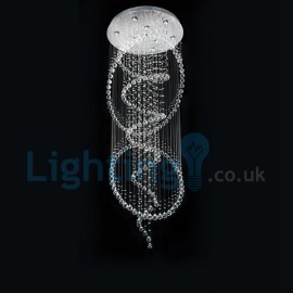 Modern Contemporary Chandelier Flush mount LED Pendant Fixture Crystal Rain Drop Light for High Ceiling Living Room Hotel Hallway Foyer Entry Way Romantic Wedding Building