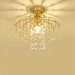 Pure Brass LED Rustic / Lodge Nordic Style Flush Mount Crystal Ceiling Lights for Bathroom, Living Room, Study, Kitchen, Bedroom