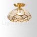 Pure Brass LED Rustic / Lodge Nordic Style Flush Mount Ceiling Light with Glass Shade for Bathroom, Living Room, Study, Kitchen,