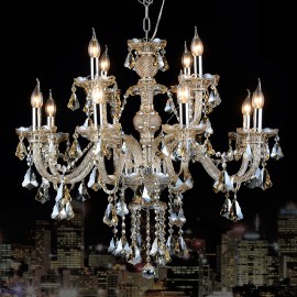 12 Lights Retro Cognac Color K9 Crystal Modern Chandelier