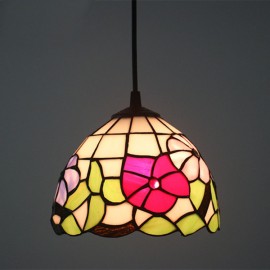 20cm (8 inch) Handmade Rustic Retro Tiffany Pendant Light Colorful Pattern Glass Shade Bedroom Living Room Light