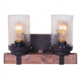 2 Light Vintage Wooden Industrial Style Wall Light for Wind Bar Loft Coffee Restaurant