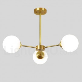 3 Light Pure Brass Northern Europe Bean Chandelier Modern Metal Molecules Pendant Lights Living Room Dining Room Bedroom