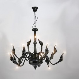 18 Lights Stainless Post Modern Swan Chandelier Light LED G4 Black Finished